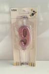  Pembe Klasik 9 Rakam Mum 6.5 cm