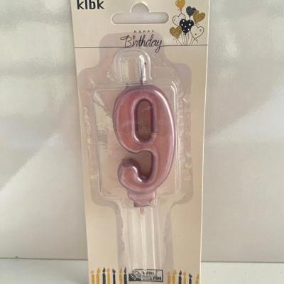 Pembe Klasik 9 Rakam Mum 6.5 cm