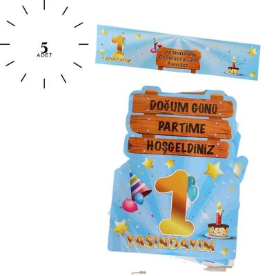 1 Yaş Mavi Parti Karşılama Dekoru Ayaklı Pano