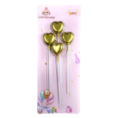 4 Lü Çubuk Gold Kalp Mum 10 paket