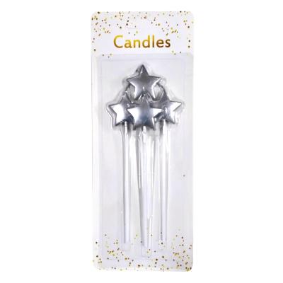 4 Lü Çubuk Yıldız Gümüş Mum 10 paket