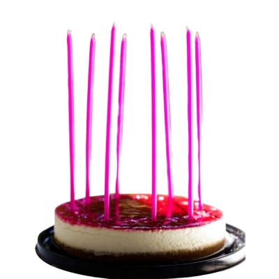 6 lı İnce Uzun Pembe Mum 20 cm