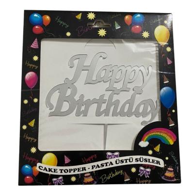 Happy Birthday Gümüş Pleksi Pasta Süsü