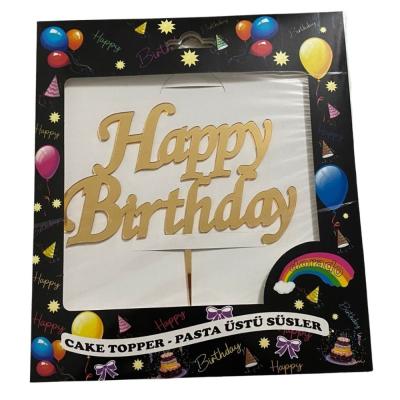 Happy Birthday Gold Pleksi Pasta Süsü