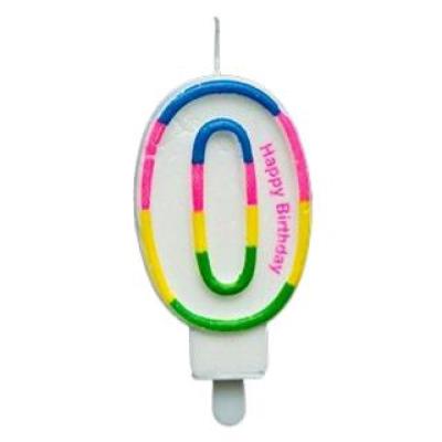 Renkli Klasik 0 Rakam Mum 7.5cm