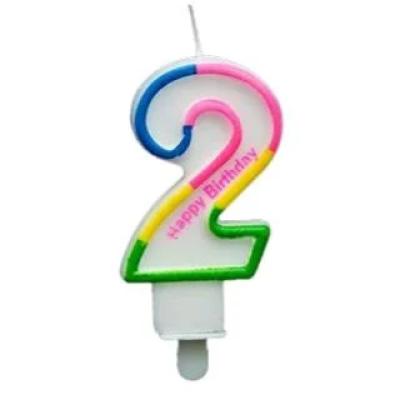 Renkli Klasik 2 Rakam Mum 7.5cm