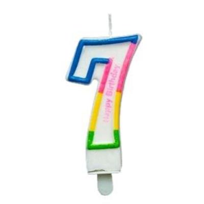 Renkli Klasik 7 Rakam Mum 7.5cm