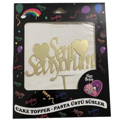 Seni Seviyorum Gold Pleksi Pasta Süsü