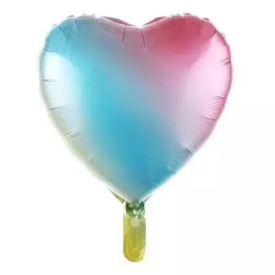 Kalp Parlak Gökkuşağı Folyo Balon 18 inç