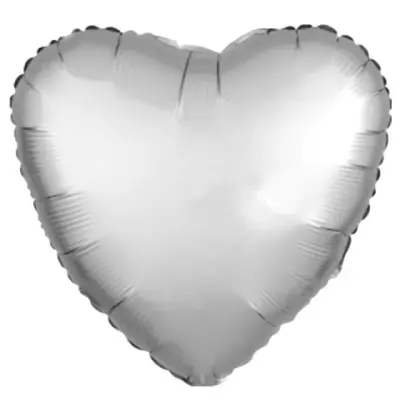 Kalp Parlak Gümüş Folyo Balon 18 inç