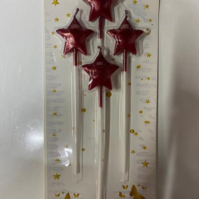 4 Lü Çubuk Yıldız Bordo Mum 10 paket
