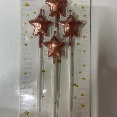 4 Lü Çubuk Yıldız Rose Mum 10 paket