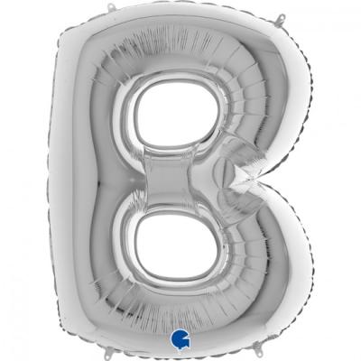 B Harf Folyo Balon GÜMÜŞ 16inc