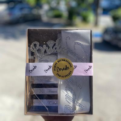 BRİDE TAŞLI TAÇ SET BEYAZ GÜMÜŞ