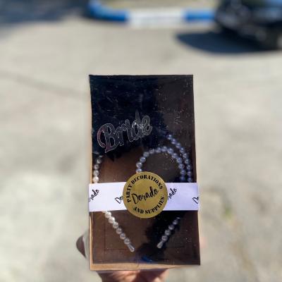 Bride to Be Siyah Gümüş İncili Taç ve Bileklik Set