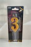 Gold Klasik 3 Rakam Mum 6.5 cm