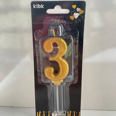 Gold Klasik 3 Rakam Mum 6.5 cm