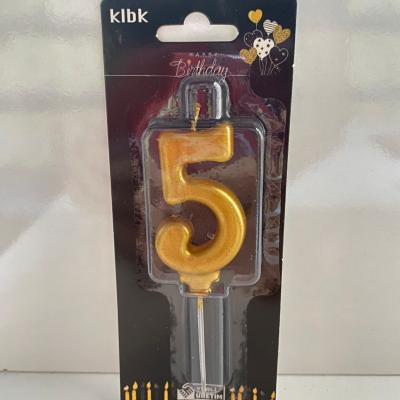 Gold Klasik 5 Rakam Mum 6.5 cm