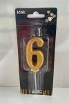 Gold Klasik 6 Rakam Mum 6.5 cm