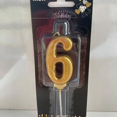 Gold Klasik 6 Rakam Mum 6.5 cm