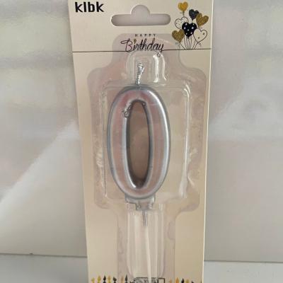 Gümüş Klasik 0 Rakam Mum 6.5 cm