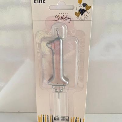 Gümüş Klasik 1 Rakam Mum 6.5 cm