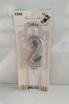 Gümüş Klasik 2 Rakam Mum 6.5 cm