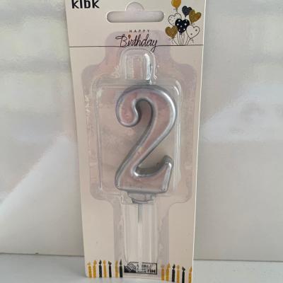 Gümüş Klasik 2 Rakam Mum 6.5 cm