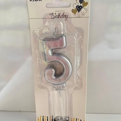 Gümüş Klasik 5 Rakam Mum 6.5 cm