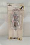 Gümüş Klasik 6 Rakam Mum 6.5 cm