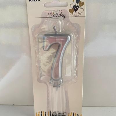 Gümüş Klasik 7 Rakam Mum 6.5 cm