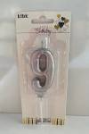 Gümüş Klasik 9 Rakam Mum 6.5 cm