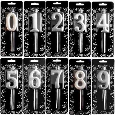 Gümüş Rakam Mum 0-9 Set
