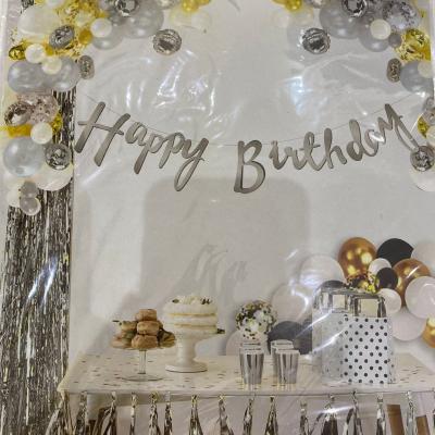 Happy Birthday Kaligrafi Metalize Gold Banner