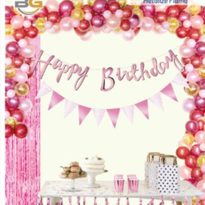 Happy Birthday Kaligrafi Pembe Banner