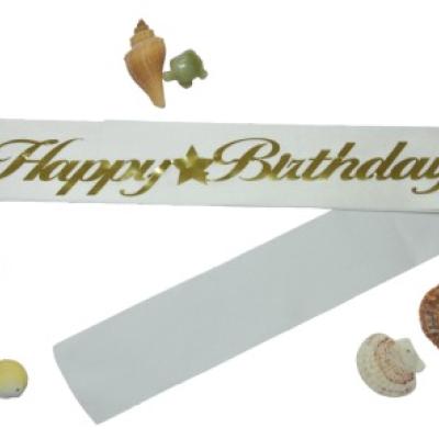 Happy Birthday Kuşak Beyaz Gold