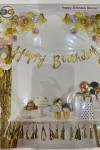 Happy Birthday Metalize Gold Kaligrafi Banner