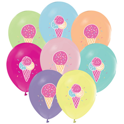 Hazır Baskı Balon Balonevi Dondurma 12inc 100lü