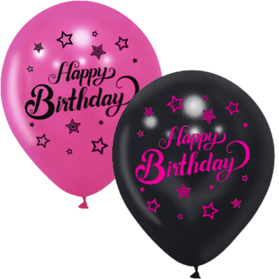 Hazır Baskı Balon Balonevi Happy Bırthday Pink Stars 12inc 100lü