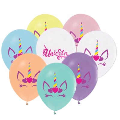 Hazır Baskı Balon Balonevi Kalpli Unıcorn Makaron 12inc 100lü