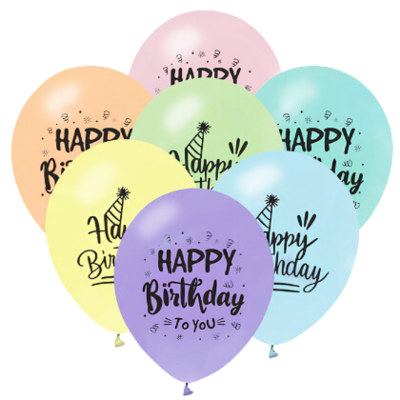 Hazır Baskı Balon Balonevi Makaron Happy Bırthday12inc 100lü