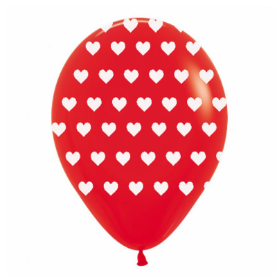 Hazır Baskı Balon Full Kalp Kırmızı'ya Beyaz 12inc 100lü HBK