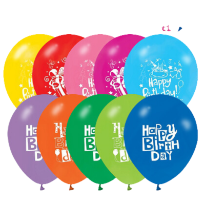 Hazır Baskı Balon Happy Birthday Karışık 12inc 100lü HBK