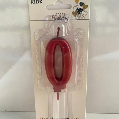 Kırmızı Klasik 0 Rakam Mum 6.5 cm