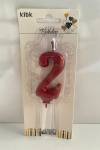 Kırmızı Klasik 2 Rakam Mum 6.5 cm