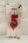 Kırmızı Klasik 5 Rakam Mum 6.5 cm