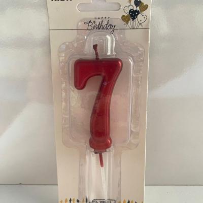 Kırmızı Klasik 7 Rakam Mum 6.5 cm