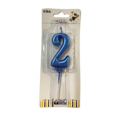 Mavi Klasik 2 Rakam Mum 6.5 cm