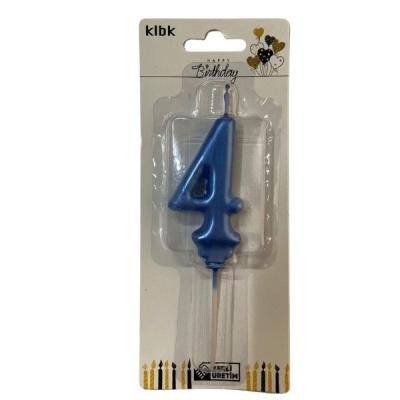 Mavi Klasik 4 Rakam Mum 6.5 cm