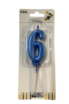 Mavi Klasik 6 Rakam Mum 6.5 cm